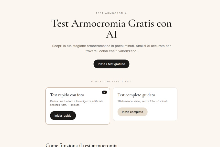 Armocromia AI website preview